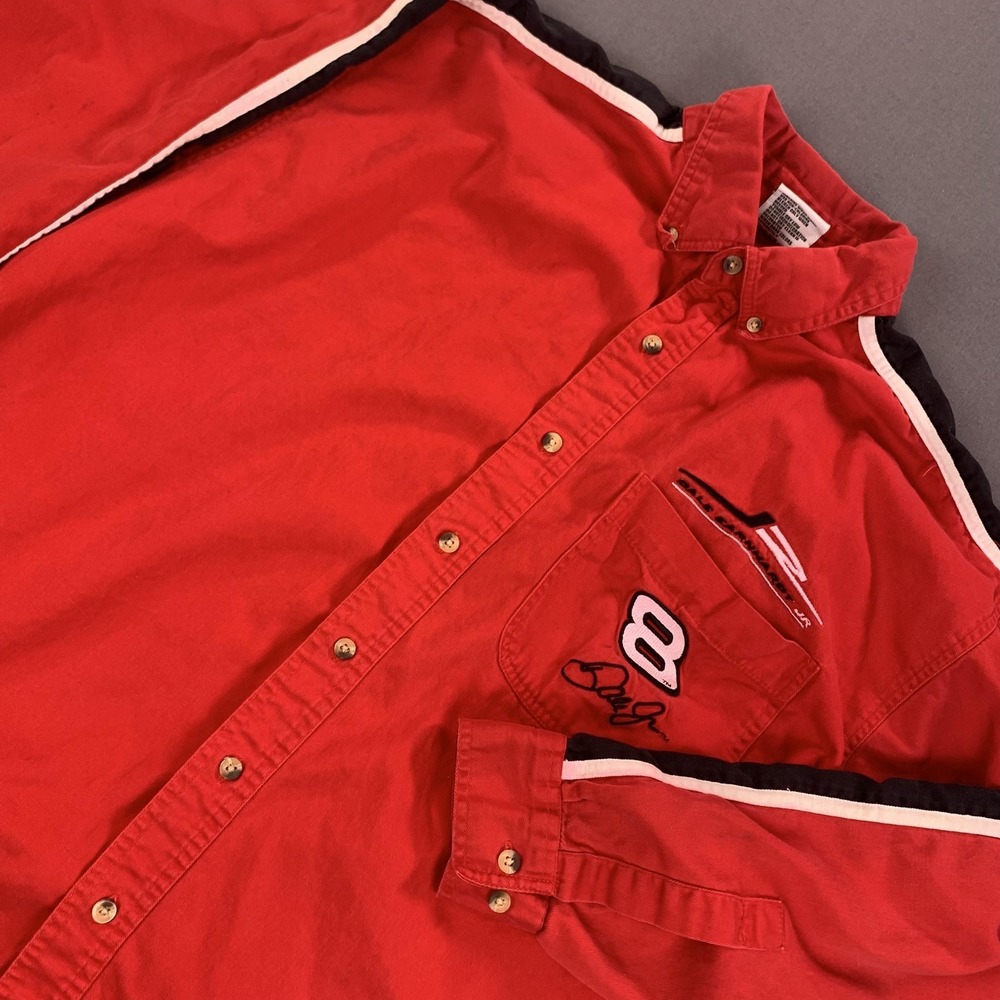 Dale Earnhardt Jr NASCAR Shirt Mens XL Red Button Down Long Sleeve 8 Embroidered